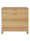 RRP £280 John Lewis And Partner Solid Oak Abacus Low Wide 3 Drawer Chest Of Drawers 2986227 (