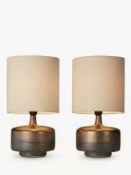 RRP £70 Bagged Pair Of John Lewis And Partners Ombre Brown To Bronze Ceramic Base Table Lamps With