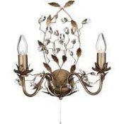 RRP £120 Boxed Search Light Almandit Brown And Gold Crystal 2 Light Switch Wall Light (Appraisals