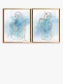 RRP £70 Blue Gold Newt Set Of Two Framed Wall Art Pictures 4569831 (Appraisals Available On