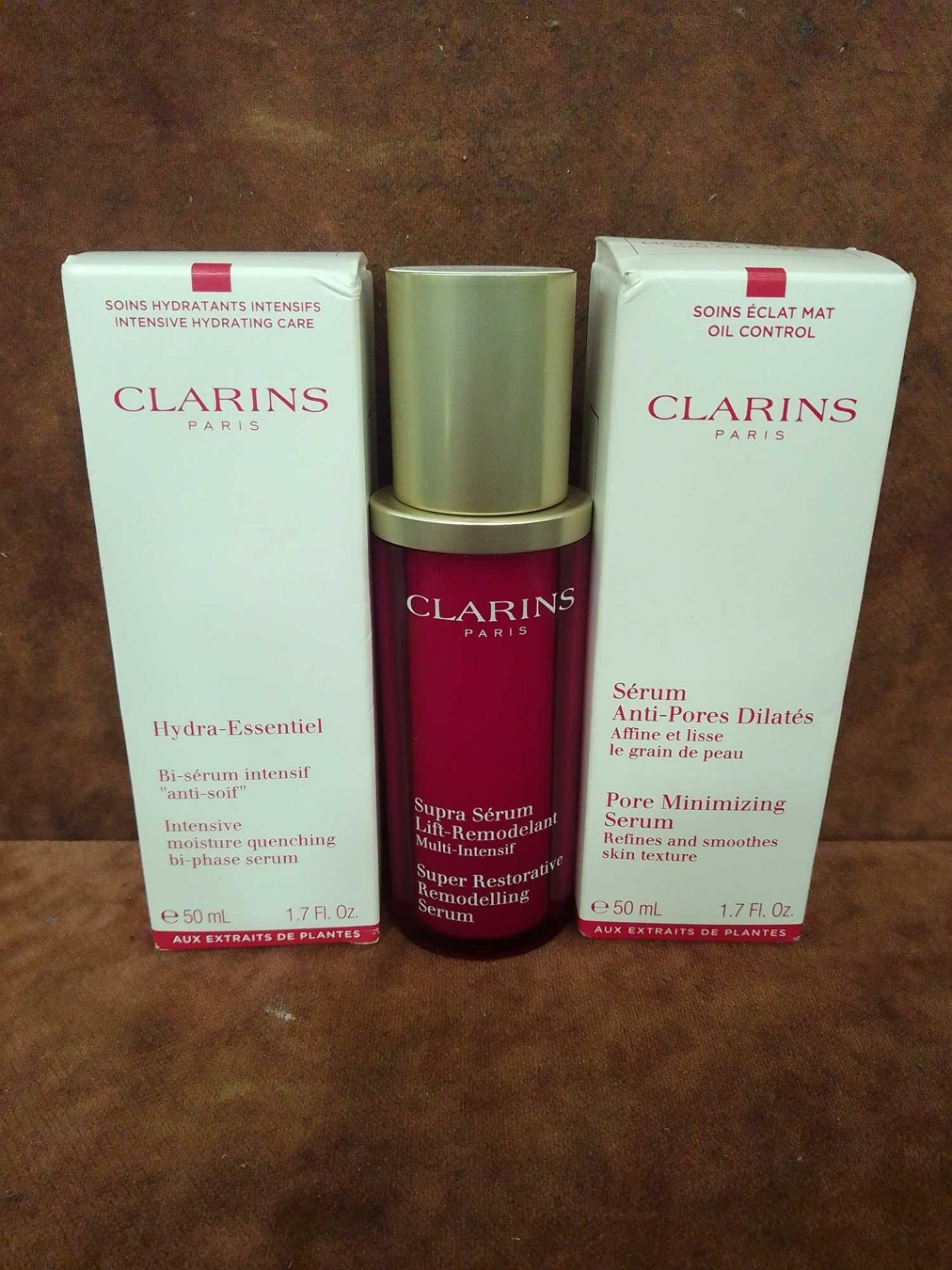 (Jb) RRP £205 Lot To 3 Testers Of Assorted Premium Clarins Products To Include Brand New Sealed 50Ml