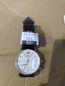 RRP £160 Gents Emporio Armani Connected Brown Leather Strap Designer Wristwatch 44.245(Appraisals
