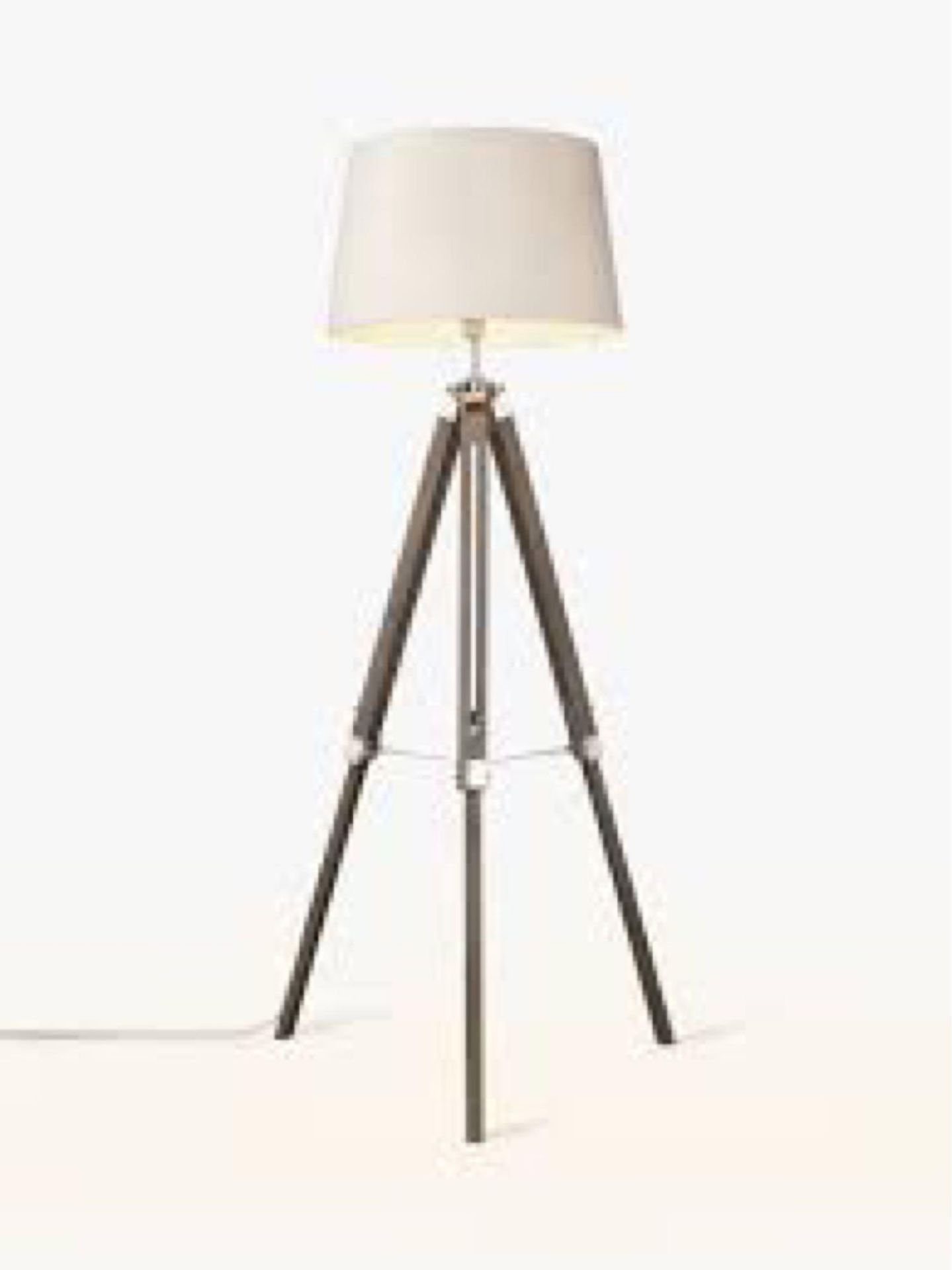 RRP £135 Lot To Contain Incomplete Boxed Lewis And Partners Jacques Grey Tripod Floor Lamp Base Only
