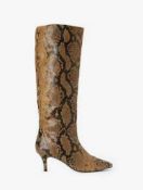 RRP £90 Lot To Contain 2 Pairs Of Viola Tan Size 6 Ladies Snakeskin Boots 2.143 (Appraisals