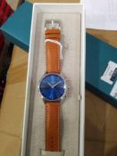 RRP £200 Boxed Kronaby 41Mm Sakel Blue Dial Brown Leather Strap Designer Wristwatch 44.245 (
