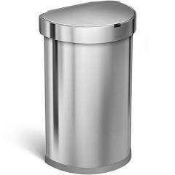 RRP £180 Boxed Simple Human Stainless Steel Nano Coat Silver Senor Bin 1688011 (Appraisals Available