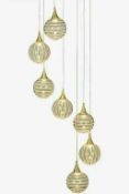 RRP £150 Boxed John Lewis And Partners Marlo 7 Light Led Ceiling Light Pendant In Satin Brass Finish