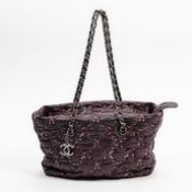RRP £2,200 Chanel Tweed on Stitch Shoulder Bag Purple/Silver - AAR2425 - Grade A - Please Contact Us