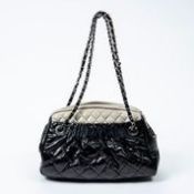 RRP £2,450 Chanel Logo Charm Zip Shoulder Bag Black/Ivory - AAQ7304 - Grade A - Please Contact Us