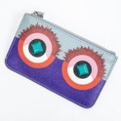 RRP £480 Fendi Monster Eyes Key Holder Wallet Light Blue/Purple - AAR5096 - Grade A - Please Contact