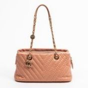 RRP £3,500 Chanel CC Surpique Top Zip Chain Tote Shoulder Bag Peach - AAQ5217 - Grade A - Please
