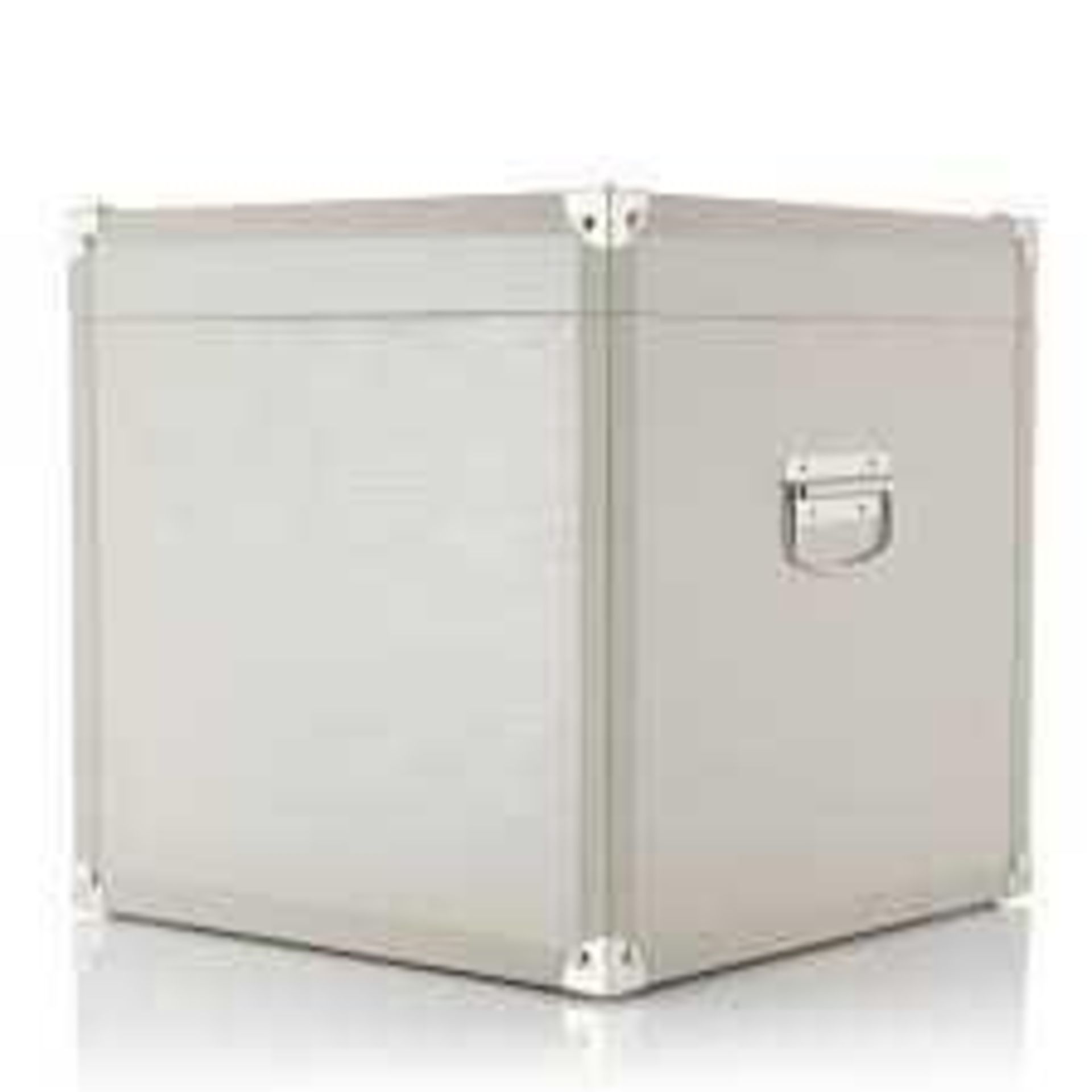RRP £80 Boxed Kelly Hoppen Nest Of 2 Storage Boxes In White With Grey Leather Trim (Appraisals
