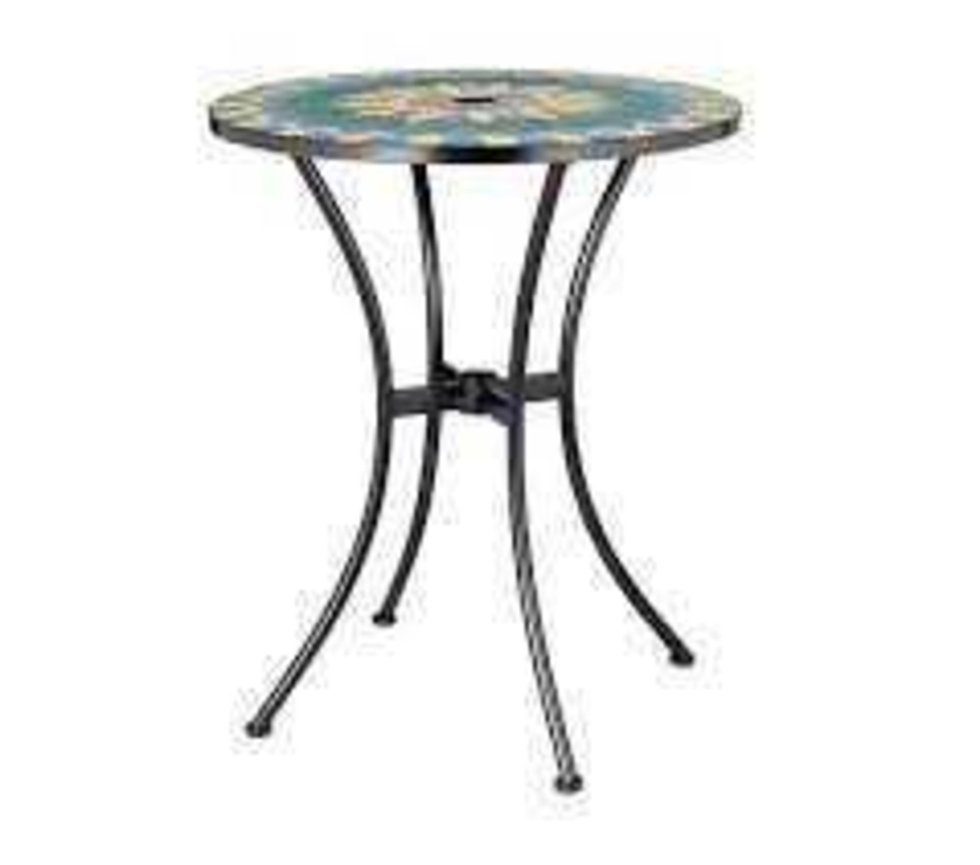 RRP £120 Lot To Contain 2 Boxed Garden Reflections Mosaic Metal Tables (Appraisals Available On