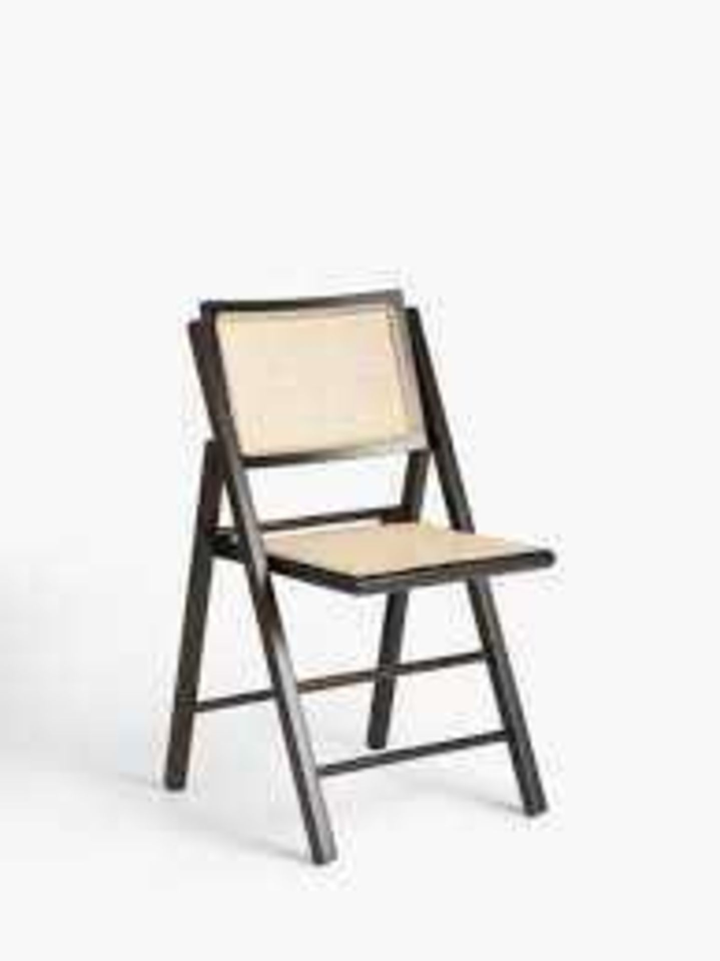 RRP £100 Boxed Set Of 2 John Lewis And Partners Black Wooden And Wicker Folding Dining Chairs - Image 5 of 5