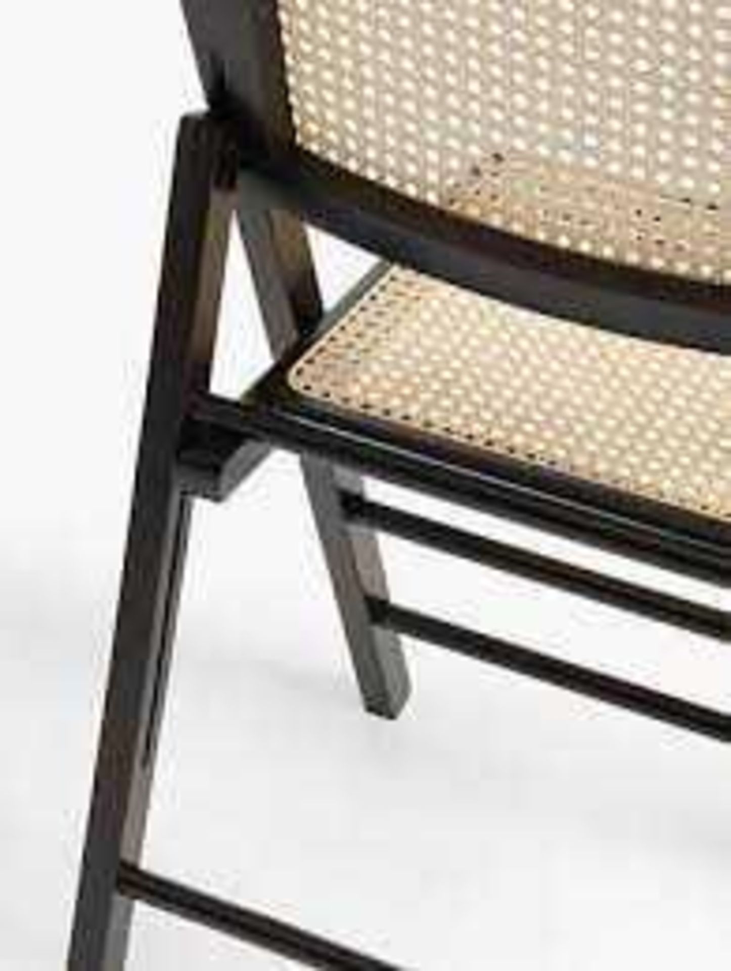 RRP £100 Boxed Set Of 2 John Lewis And Partners Black Wooden And Wicker Folding Dining Chairs