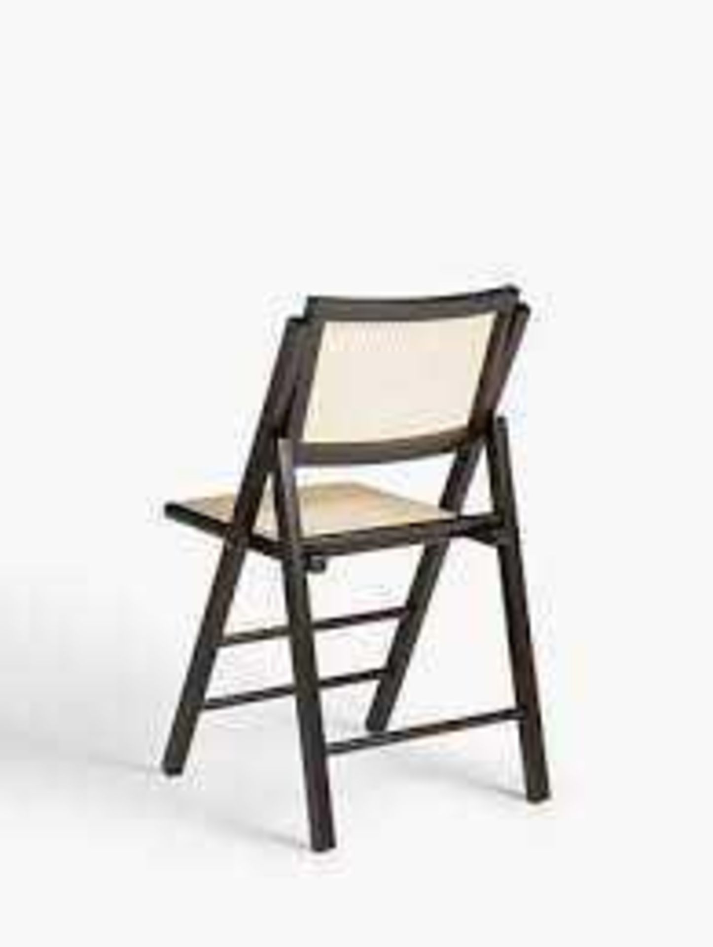 RRP £100 Boxed Set Of 2 John Lewis And Partners Black Wooden And Wicker Folding Dining Chairs - Image 4 of 5
