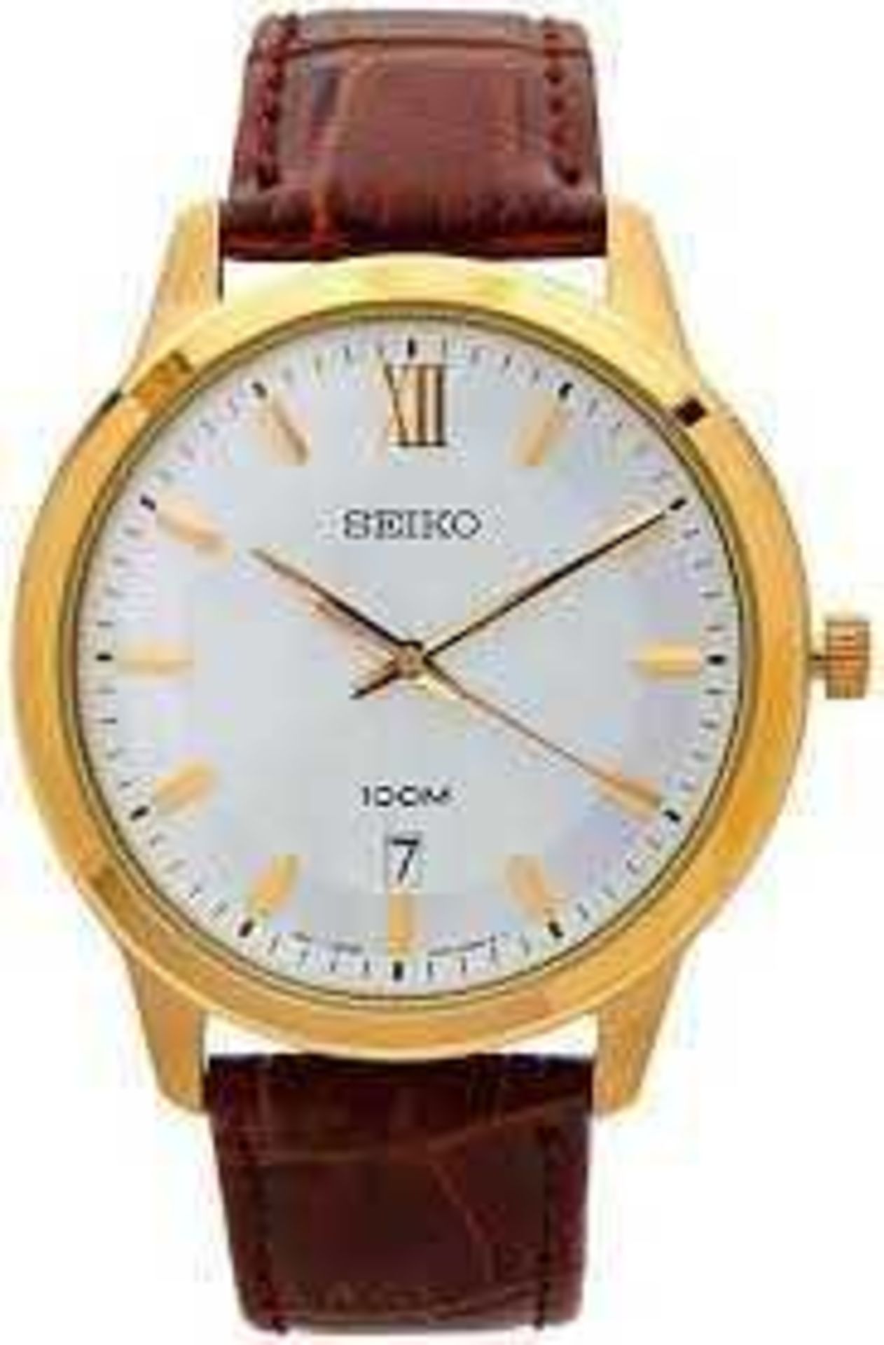 *RRP £400 Boxed Seiko Brown Leather Strap Gents Designer Wristwatch 45.107 (Appraisals Available