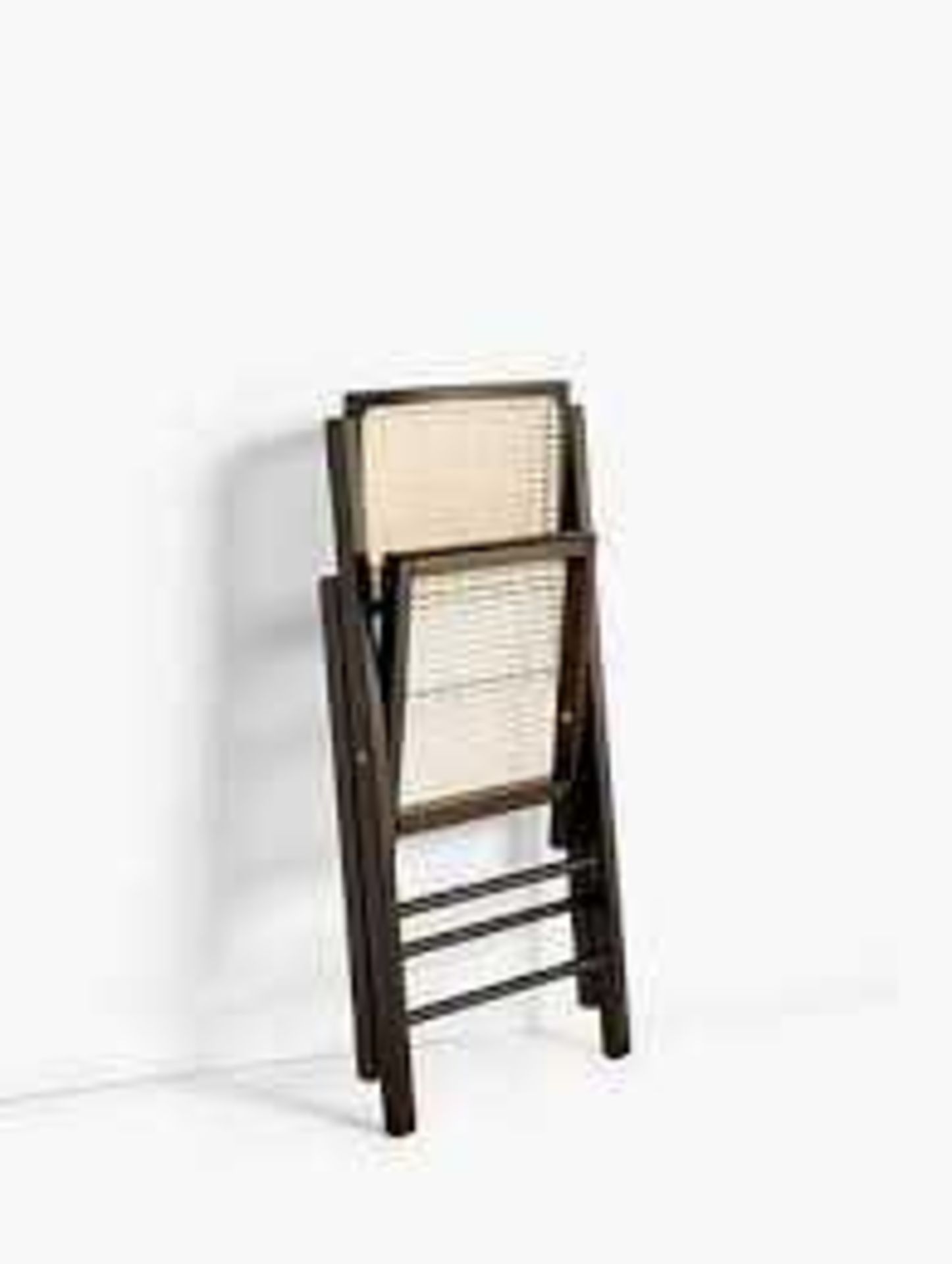 RRP £100 Boxed Set Of 2 John Lewis And Partners Black Wooden And Wicker Folding Dining Chairs - Image 2 of 5