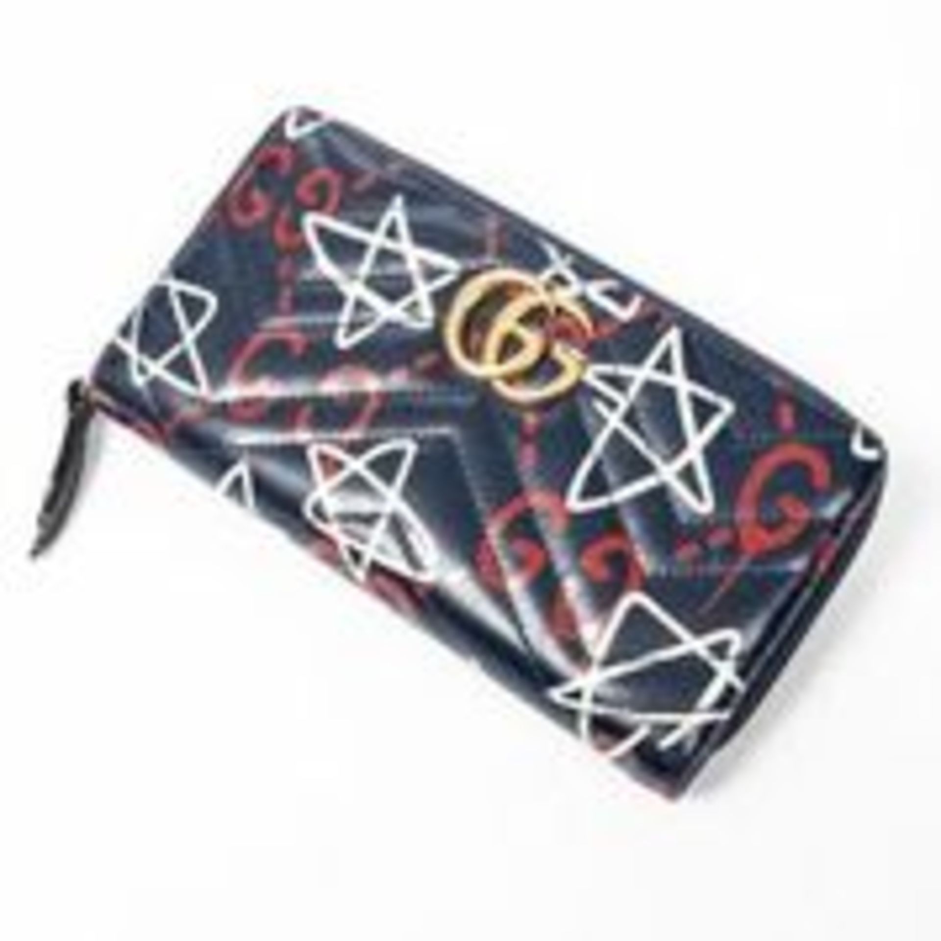 RRP £650 Gucci Marmont Zip Around Wallet Navy Blue/White/Red - AAO4299 - Grade AB - Please Contact