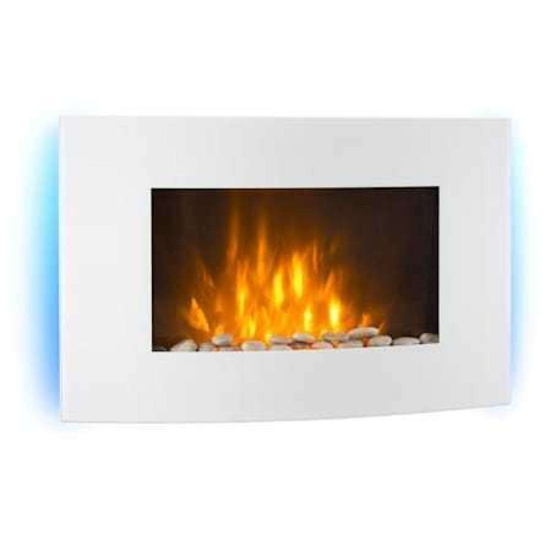 RRP £180 Boxed Klarstein Gloss White Electric Fire Suite