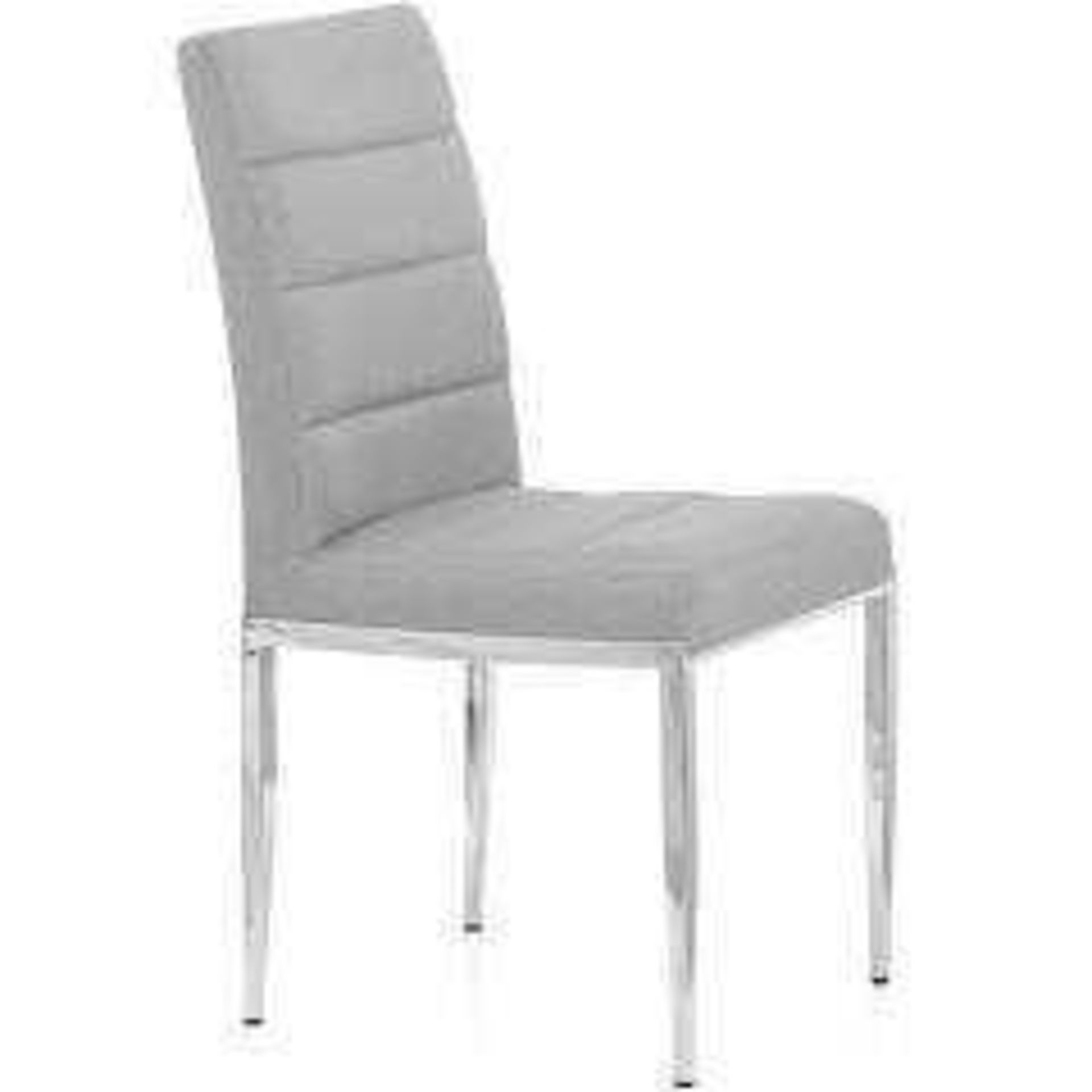 RRP £499 Boxed Pair Of Brand New Arighi Bianchi Silver Grey Fabric Grey Upholstered Dining Chairs (