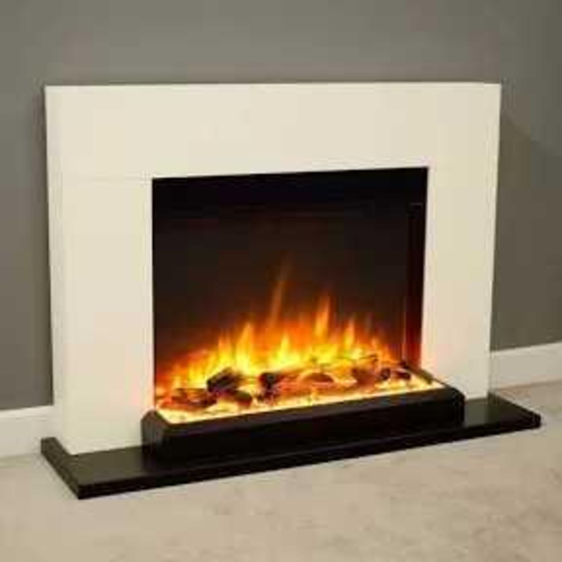 RRP £460 Boxed Sincerest Lindale White Electric Fire Suite