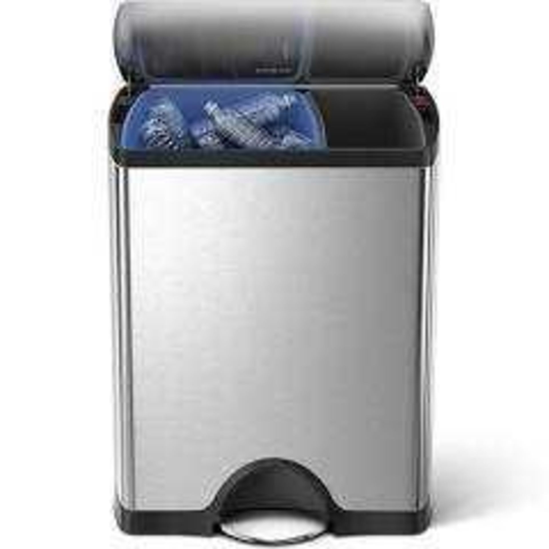 RRP £ 170 Boxed Simple Human Dual Compartment Stainless Steel 46 Litre Recycling Bin 4763654 (