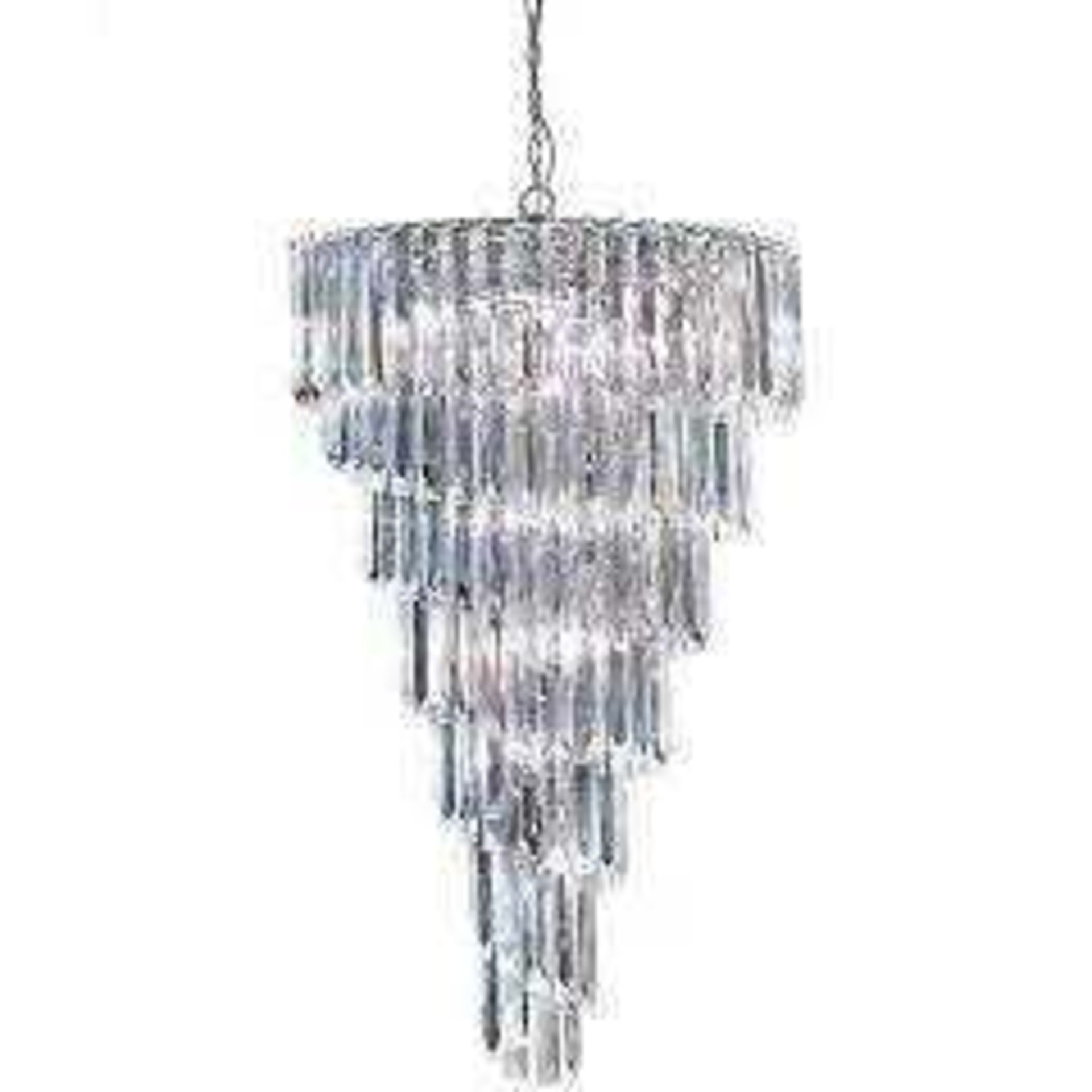 RRP £620 Boxed Searchlight Sigma Polished Chrome And Acrylic Chandelier (Appraisals Available On