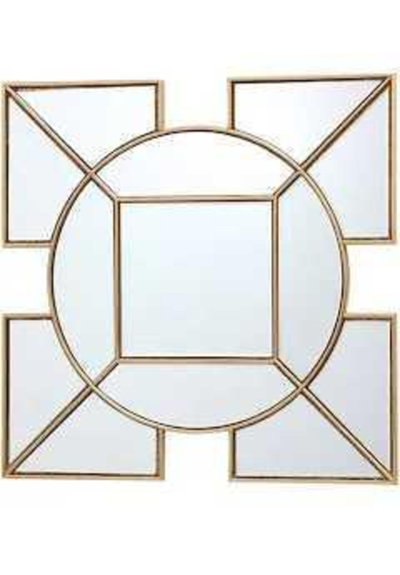 RRP £165 Boxed Lyshia 60Cm Square Mirror With Gold Foil Detail 237920 (Appraisals Available On