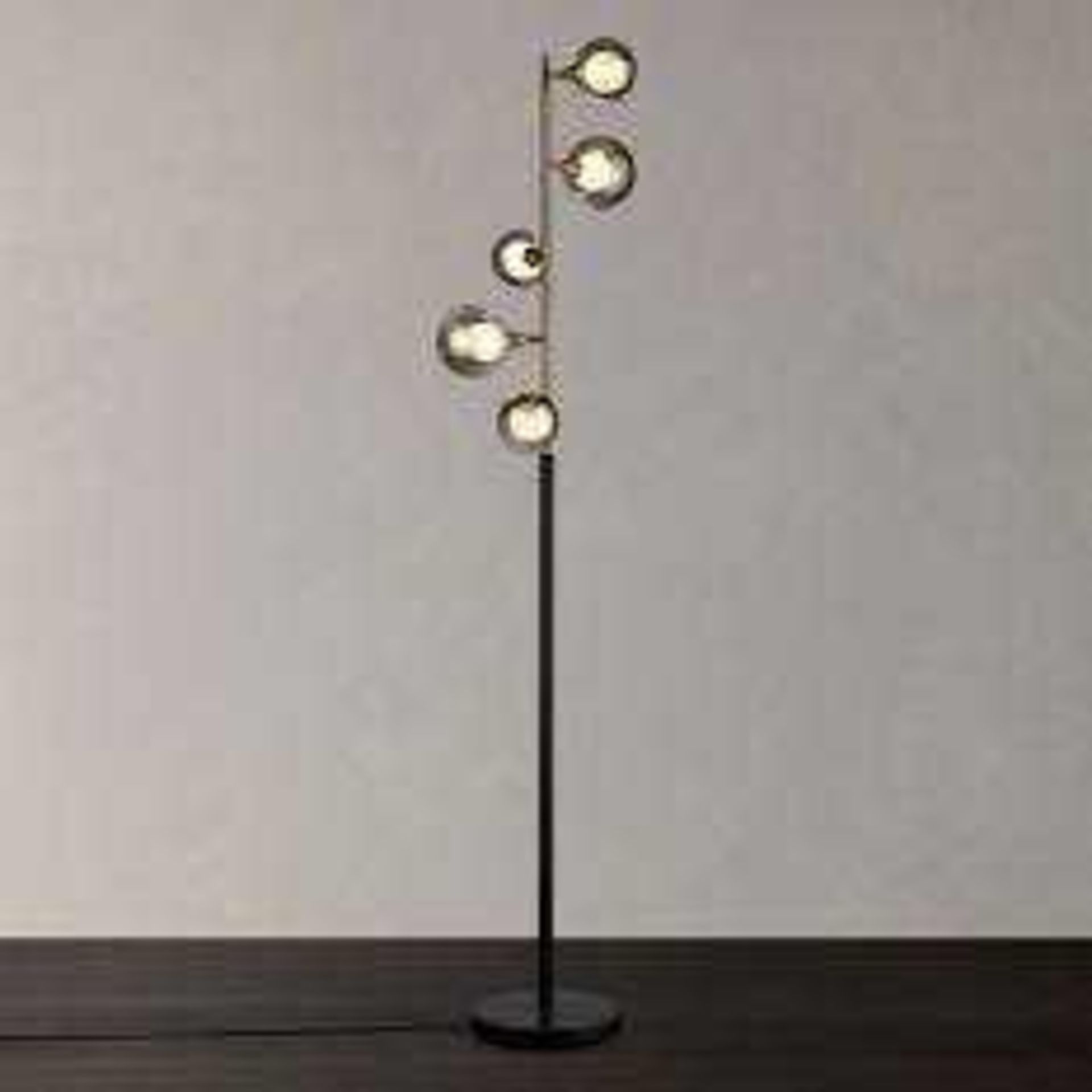 RRP £110 Boxed John Lewis And Partners Huxley Smoked Glass Shade Floor Standing Lamp 6.260 (