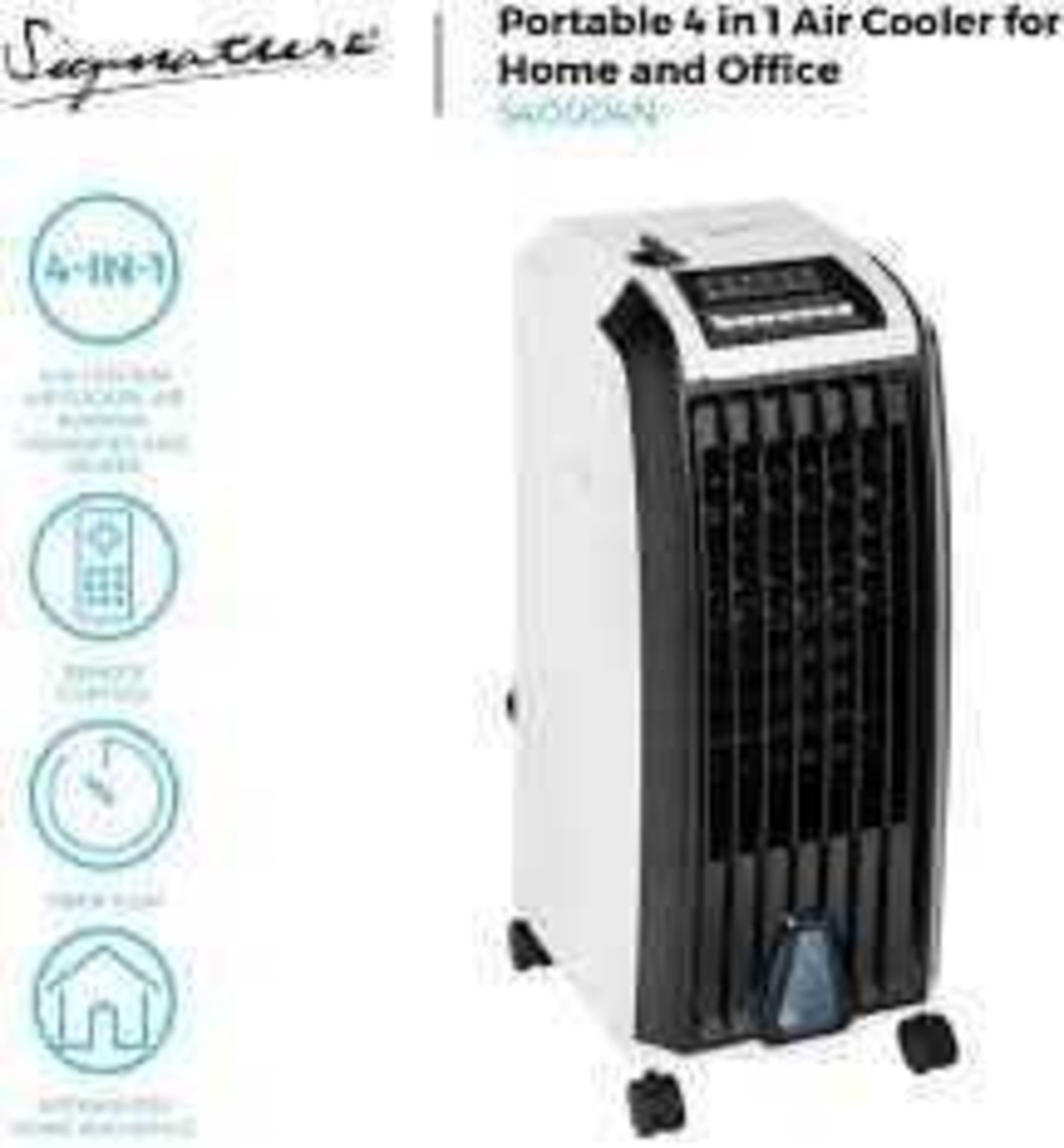 RRP £150 Boxed Jvw 4In1 Aircooler With 3 Air Flow Settings Digital Timer And Icepacks (117062) (