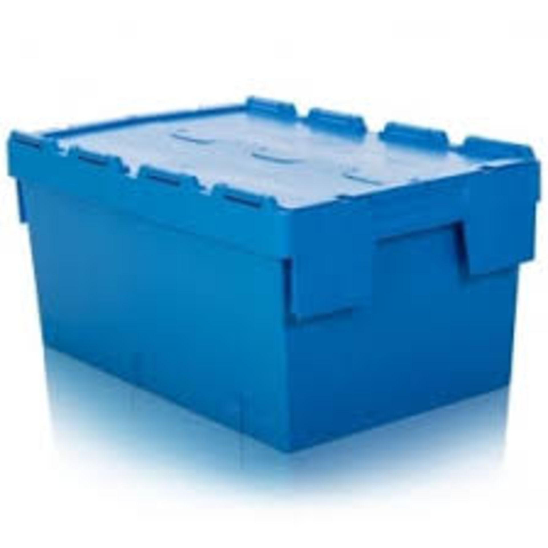 Rrp £150 Lot To Contain 10 Blue Tote Boxes With Attached Lid