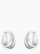 RRP £230 Pair Of George Jenson Silver Curve Medium Hoop Earrings (111398) (Appraisal Are Available