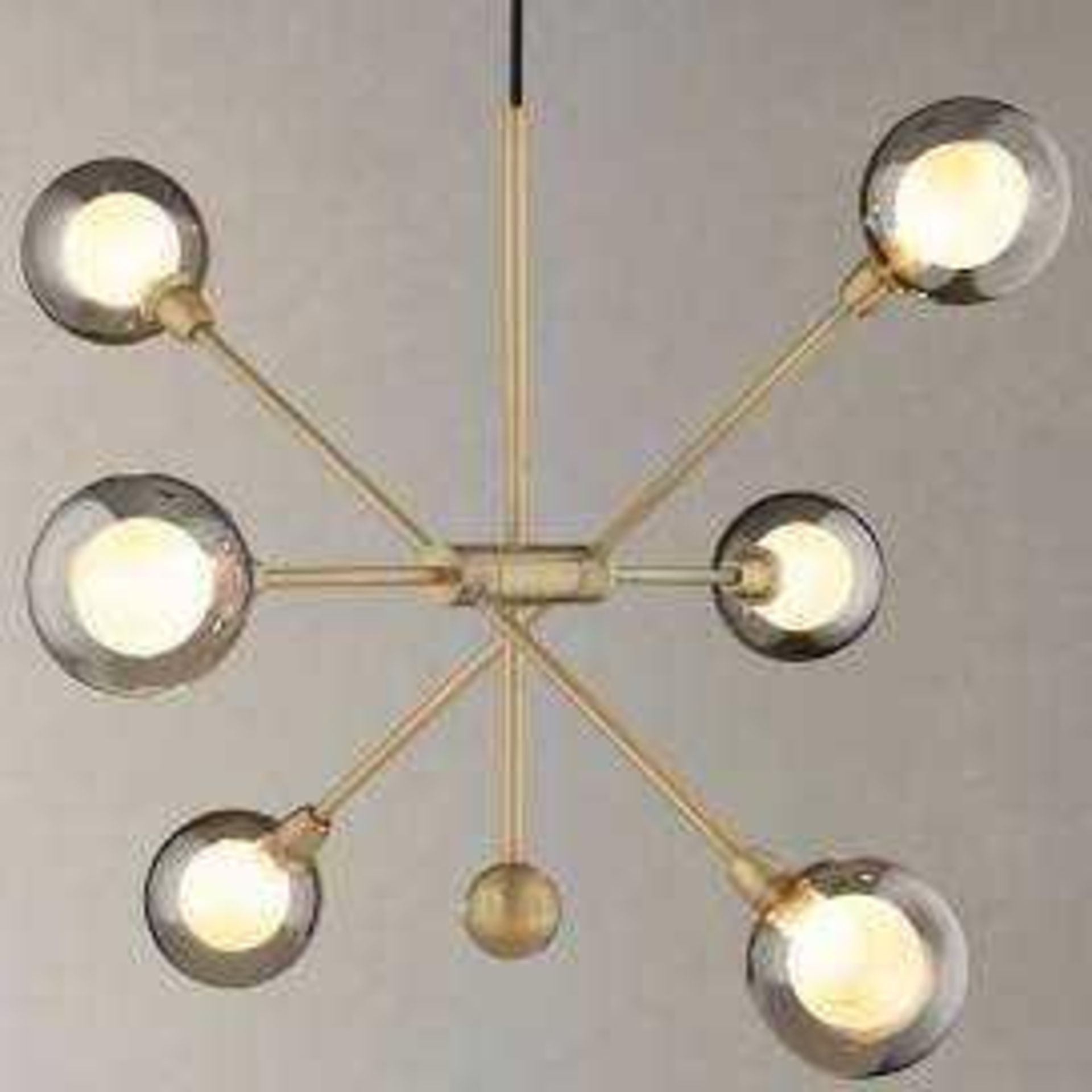 RRP £210 Boxed John Lewis And Partners Huxley 6 Light Smoked Glass Ceiling Light Fitting (Appraisals