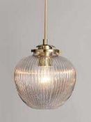 RRP £85 Boxed John Lewis And Partners Henry Brass Finish Glass Shade Ceiling Light(439345) (
