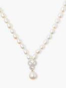 RRP £110 Ladies Lido Fresh Water Rice Pearl Knot Swirl Necklace (344273) (Appraisal Are Available On