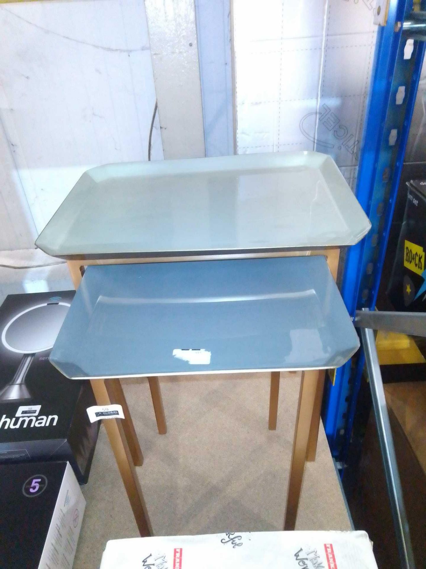 RRP £150 Enamal Plated Nest Of Two Designer Side Tables (Appraisals Are Available On Request) (