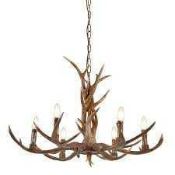 RRP £220 Boxed Search Light 6 Light Anterler Brown Finish Ceiling Chandelier Style Light (Appraisals