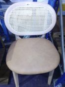 RRP £125 Cream Leather And Rattan Solid Wooden Designer Dinning Chair (Appraisals Are Available On