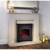 RRP £450 Lot To Contain Boxed Suncrest Fine Lit Electric Sandstone Fire Suite (Appraisal Are