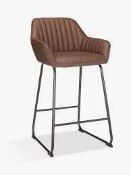 RRP £120 John Lewis And Partners Toronto Brown Leather Bar Stool (3053709) (Appraisals Available