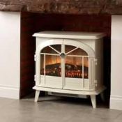 RRP £275 Boxed Warm Light Eling1.8Kw Compact Stove Fire Suite In White (Appraisals Are Available