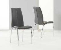 RRP £499 Boxed Brand New Pair Of Airghi Bianchi Grey Silver Fabric Upholstered Designer dining
