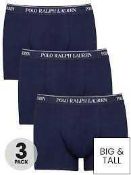 RRP £60 Lot To Contain 3 Pairs Of Polo Ralph Lauren Size6 Xl Navy Blue Boxer Shorts (210609) (