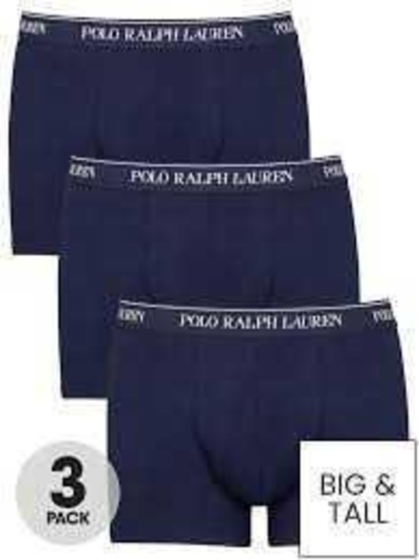 RRP £60 Lot To Contain 3 Pairs Of Polo Ralph Lauren Size6 Xl Navy Blue Boxer Shorts (210609) (