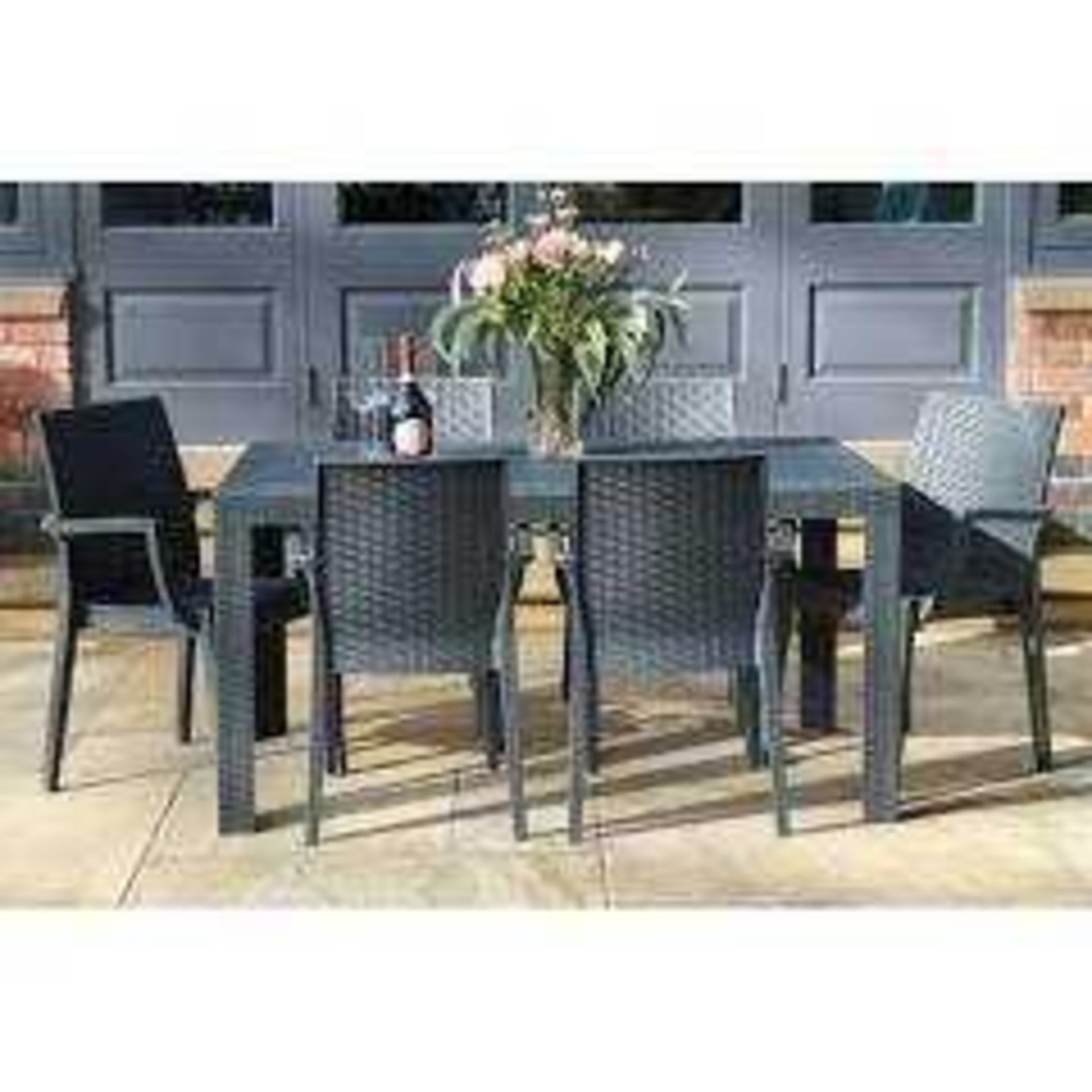 RRP £120 Boxed Set Of 3 Taupe Stacking Garden Dining Chairs (Appraisals Are Available On Request) (