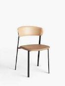 RRP £140 John Lewis And Partners Contour Curved Wooden Leather Seat Pad Designer Dining Chair With