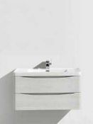 RRP £150 Boxed Cubico Barely White Ash 600Mm Wall Mounted Cabinet (Appraisals Available On