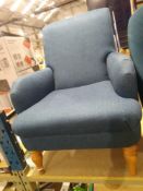 RRP £220 Blue Dark Fabric Designer Armchair (Appraisals Available On Request) (Pictures For