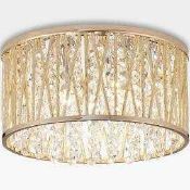 RRP £150 Boxed John Lewis And Partners Amelia 30cm Semi Flush Gold Plated Finish Glass Ceiling Light